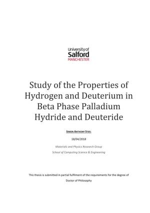 Study of the Properties of Hydrogen and Deuterium in Beta Phase Palladium Hydride and Deuteride