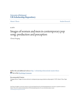 Images of Women and Men in Contemporary Pop Song: Production and Perception Gloriaa Norgang