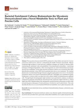Bacterial Enrichment Cultures Biotransform the Mycotoxin Deoxynivalenol Into a Novel Metabolite Toxic to Plant and Porcine Cells