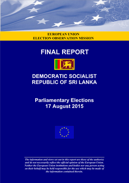 Democratic Socialist Republic of Sri Lanka Final Report Parliamentary