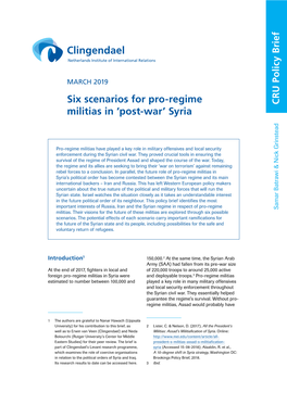 Six Scenarios for Pro-Regime Militias in 'Post-War' Syria
