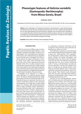 Phenotypic Features of Helicina Variabilis (Gastropoda: Neritimorpha) from Minas Gerais, Brazil