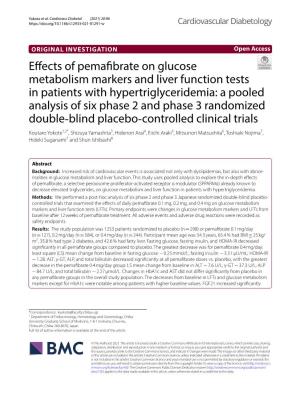 Effects of Pemafibrate on Glucose Metabolism Markers and Liver