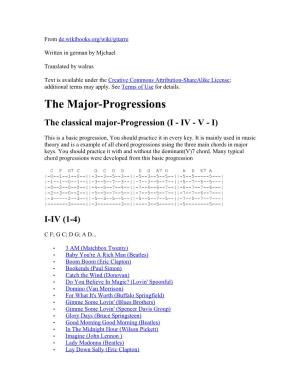 The Major-Progressions the Classical Major-Progression (I - IV - V - I)