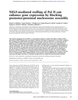 NELF-Mediated Stalling of Pol II Can Enhance Gene Expression by Blocking Promoter-Proximal Nucleosome Assembly