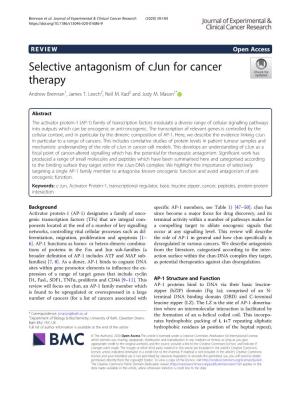 Selective Antagonism of Cjun for Cancer Therapy Andrew Brennan1, James T