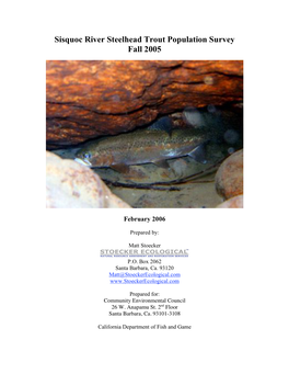Sisquoc River Steelhead Trout Population Survey Fall 2005
