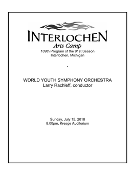 WORLD YOUTH SYMPHONY ORCHESTRA Larry Rachleff, Conductor
