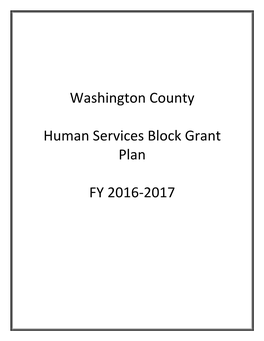 Washington County Human Services Block Grant Plan FY 2016-2017