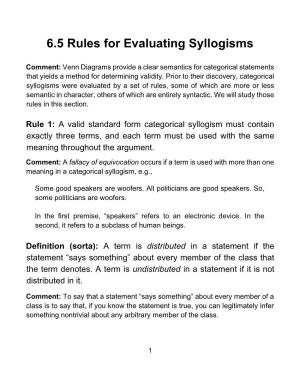 6.5 Rules for Evaluating Syllogisms