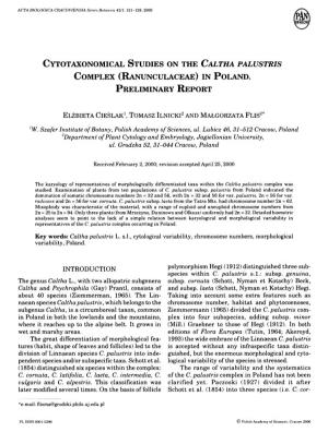 Cytotaxonomical Studies on the Caltha Palustris Complex (Ranunculaceae) in Poland