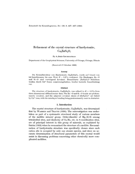 1. Introduction the Crystal Structure of Hardystonite, Ca2znsi207, Was Determined First by WARREN and TRAUTZ (1930)