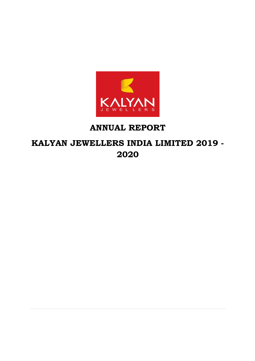 Annual Report Kalyan Jewellers India Limited 2019 - 2020