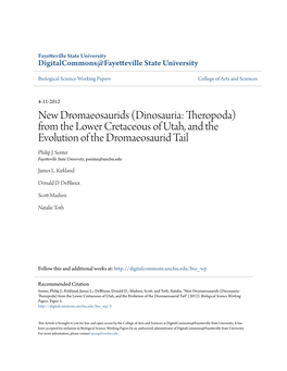 (Dinosauria: Theropoda) from the Lower Cretaceous of Utah, and the Evolution of the Dromaeosaurid Tail Philip J