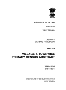 Village and Town Directory, Birbhum, Part XII-A , Series-26, West Bengal