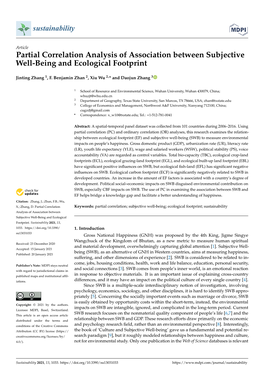 Partial Correlation Analysis of Association Between Subjective Well-Being and Ecological Footprint