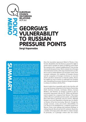 Georgia's Vulnerability to Russian Pressure Points