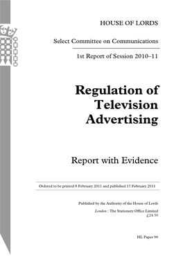 Regulation of Television Advertising
