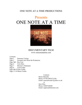 One Note at a Time Productions