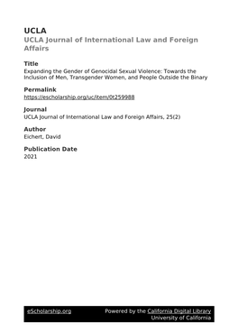 Expanding the Gender of Genocidal Sexual Violence: Towards the Inclusion of Men, Transgender Women, and People Outside the Binary