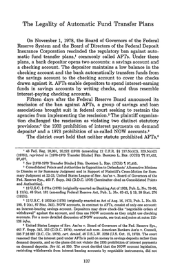 The Legality of Automatic Fund Transfer Plans