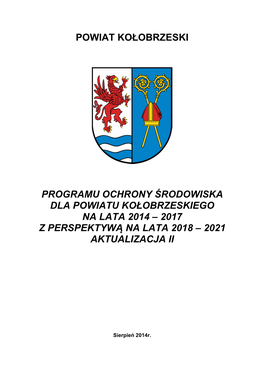 Aktualizacja Programu Ochrony Środowiska Dla Powiatu Kołobrzeskiego Jest Dokumentem O Charakterze Strategicznym