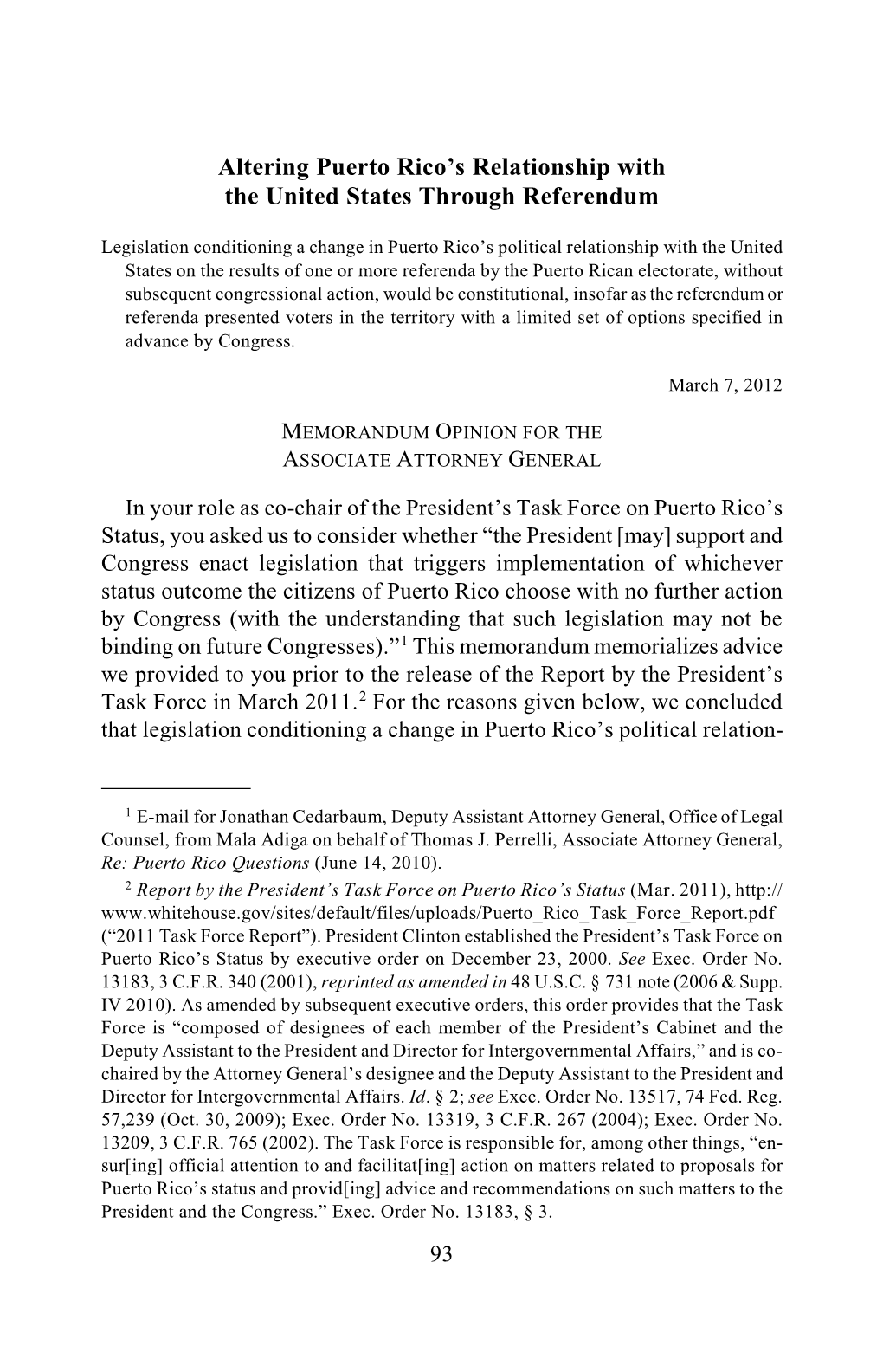 Altering Puerto Rico's Relationship with the United States Through Referendum