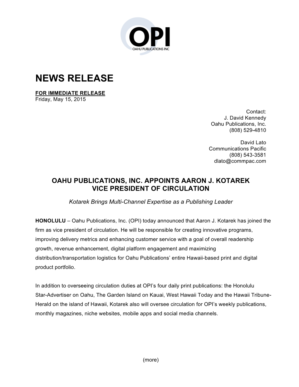 News Release