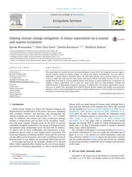 Valuing Climate Change Mitigation: a Choice Experiment on a Coastal and Marine Ecosystem