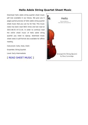 Hello Adele String Quartet Sheet Music