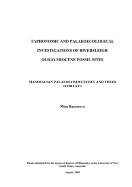 Taphonomic and Palaeoecological