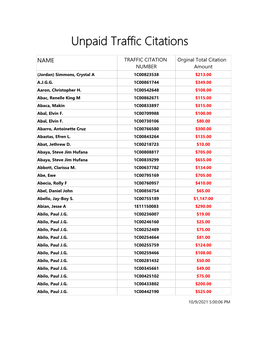 Unpaid Traffic Report