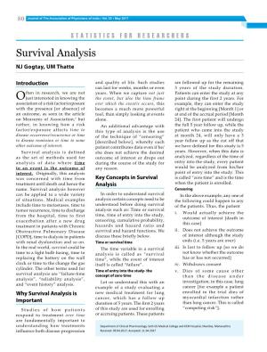 Survival Analysis NJ Gogtay, UM Thatte