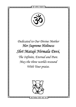 Shrī Mataji Nirmala Devi, the Infinite, Eternal and Pure