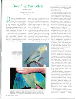 Breeding Parrotlets the Convention on International Trade in Endangered Species of Wild Flora an Overview and Fauna (CITES)