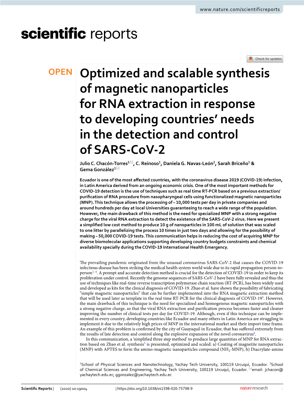 Optimized and Scalable Synthesis of Magnetic Nanoparticles for RNA