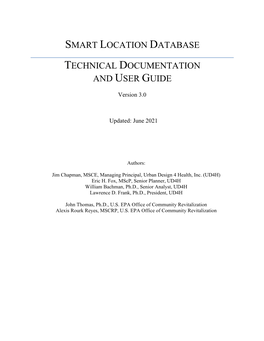 Smart Location Database Technical Documentation and User Guide