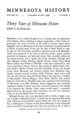 Thirty Years of Minnesota Fiction