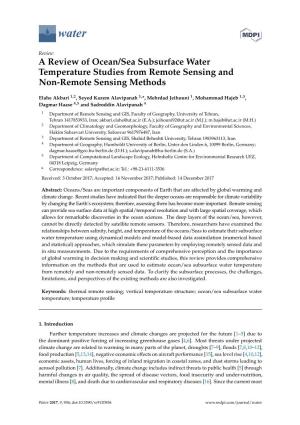 A Review of Ocean/Sea Subsurface Water Temperature Studies from Remote Sensing and Non-Remote Sensing Methods