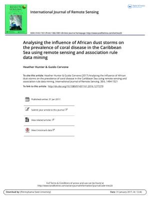 Analysing the Influence of African Dust Storms on the Prevalence of Coral Disease in the Caribbean Sea Using Remote Sensing and Association Rule Data Mining