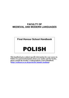 The Polish Degree Course: General