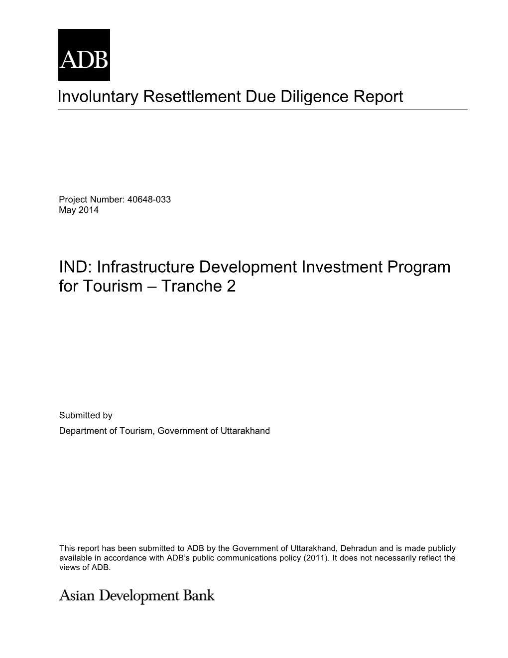 IND: Infrastructure Development Investment Program for Tourism – Tranche 2