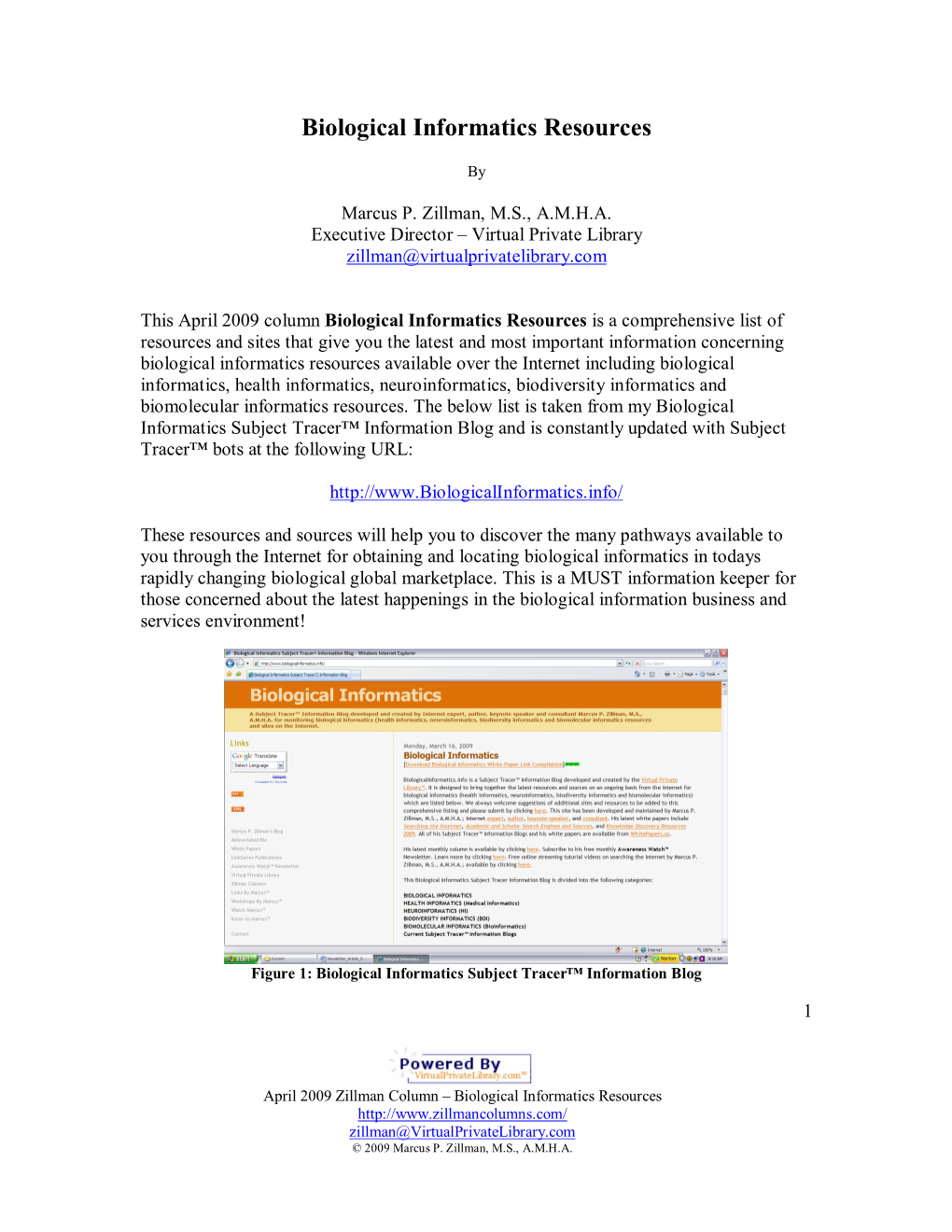 Biological Informatics Resources