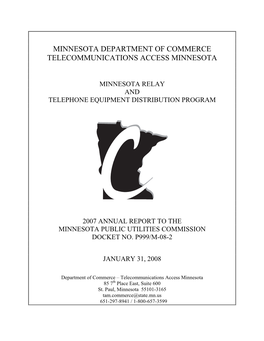 Minnesota Department of Commerce Telecommunications Access Minnesota