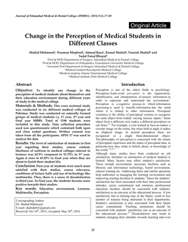 Change in the Perception of Medical Students in Different Classes