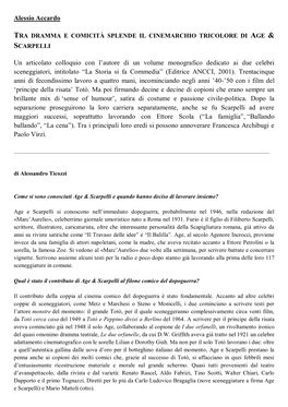 Alessio Accardo Un Articolato Colloquio Con L'autore Di Un Volume Monografico Dedicato Ai Due Celebri Sceneggiatori, Intitola