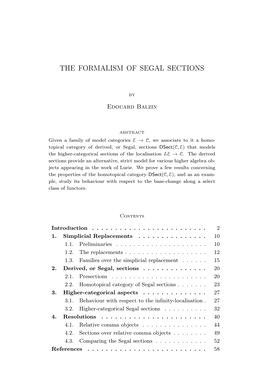 The Formalism of Segal Sections