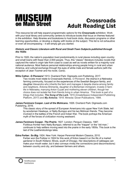 Crossroads Adult Reading List