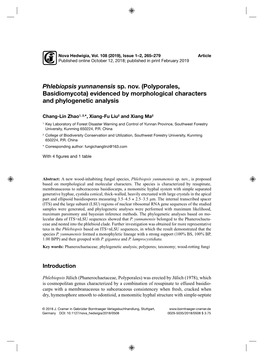 (Polyporales, Basidiomycota) Evidenced by Morphological Characters and Phylogenetic Analysis