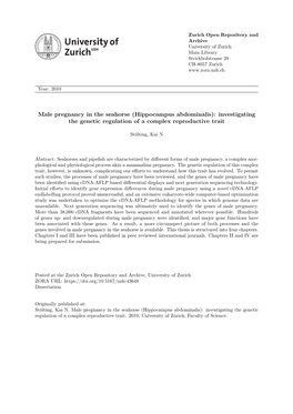 Male Pregnancy in the Seahorse (Hippocampus Abdominalis): Investigating the Genetic Regulation of a Complex Reproductive Trait